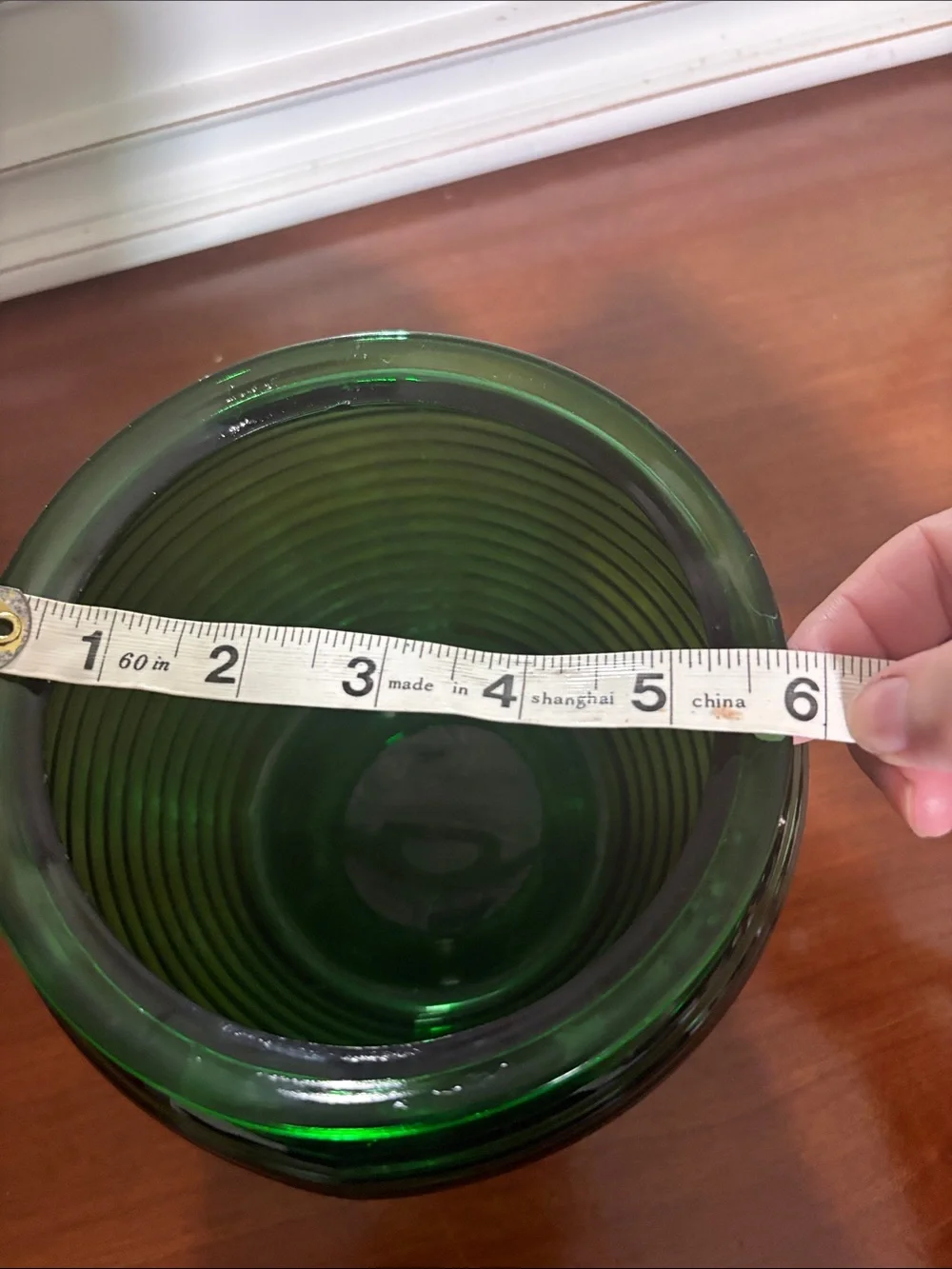 Green Ribbed Glass Vase - Home Accents